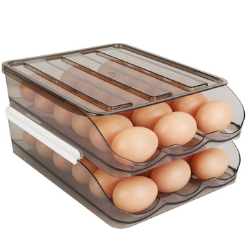 Double Layer Egg Container with Automatic Rolling Feature