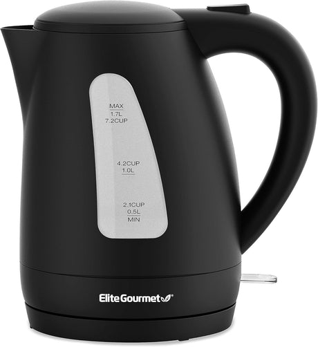 Fast-Boil Electric Tea Kettle with Water Level Window in Black