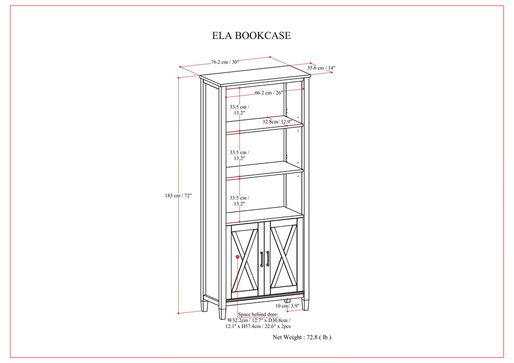 Ela - Bookcase - Smoky Brown