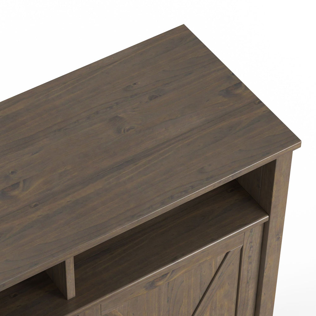 Ela Medium Storage Cabinet - Smoky Brown Finish with Adjustable Shelves and Open Cubbies