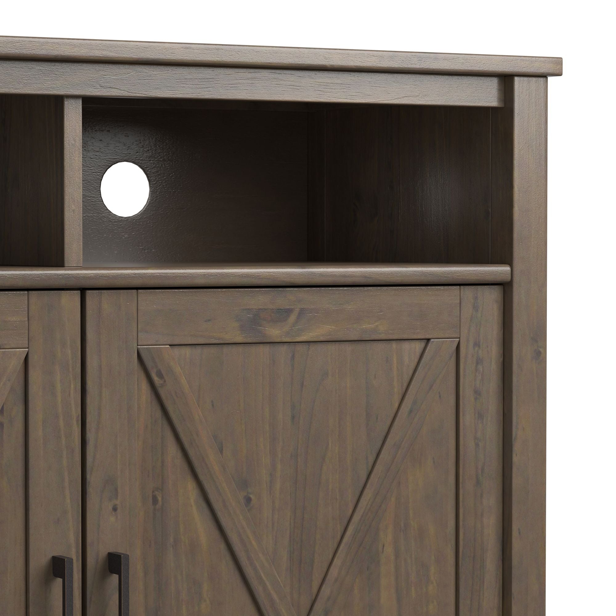 Ela Medium Storage Cabinet - Smoky Brown Finish with Adjustable Shelves and Open Cubbies