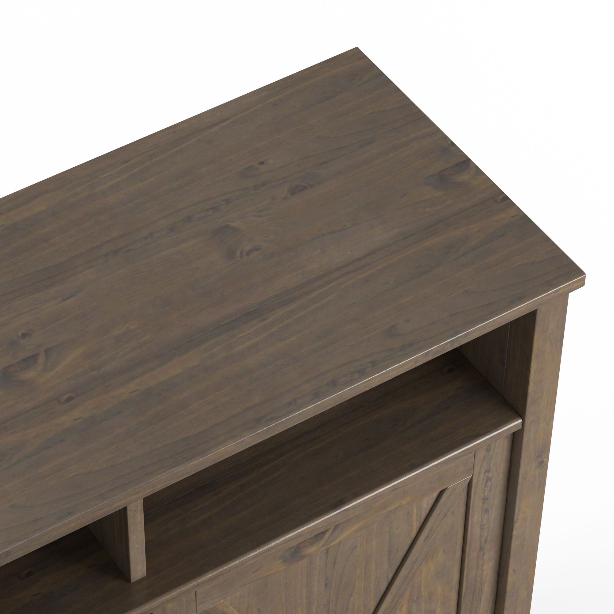 Ela Medium Storage Cabinet - Smoky Brown Finish with Adjustable Shelves and Open Cubbies