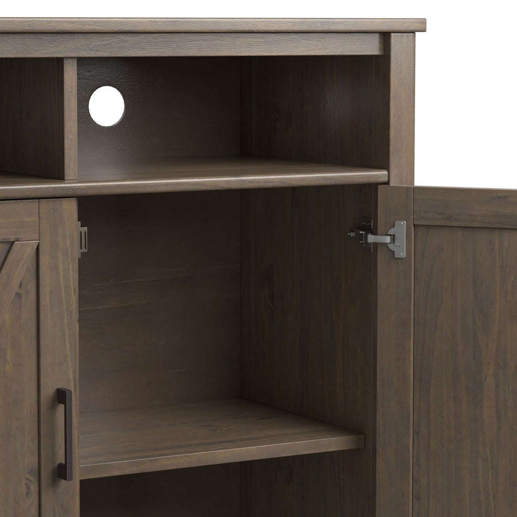 Ela Medium Storage Cabinet - Smoky Brown Finish with Adjustable Shelves and Open Cubbies