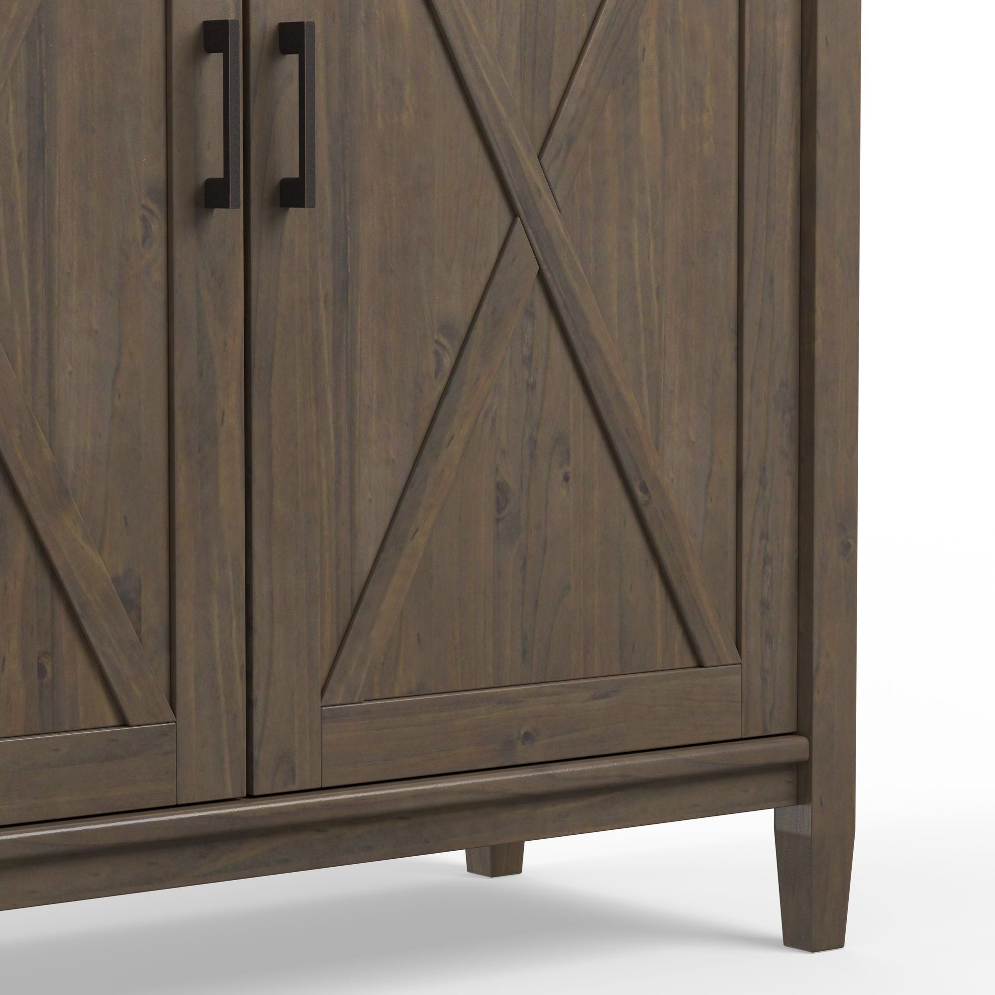 Ela Medium Storage Cabinet - Smoky Brown Finish with Adjustable Shelves and Open Cubbies