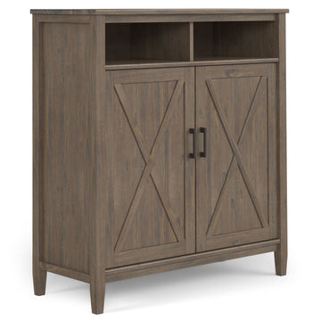 Ela Medium Storage Cabinet - Smoky Brown Finish with Adjustable Shelves and Open Cubbies