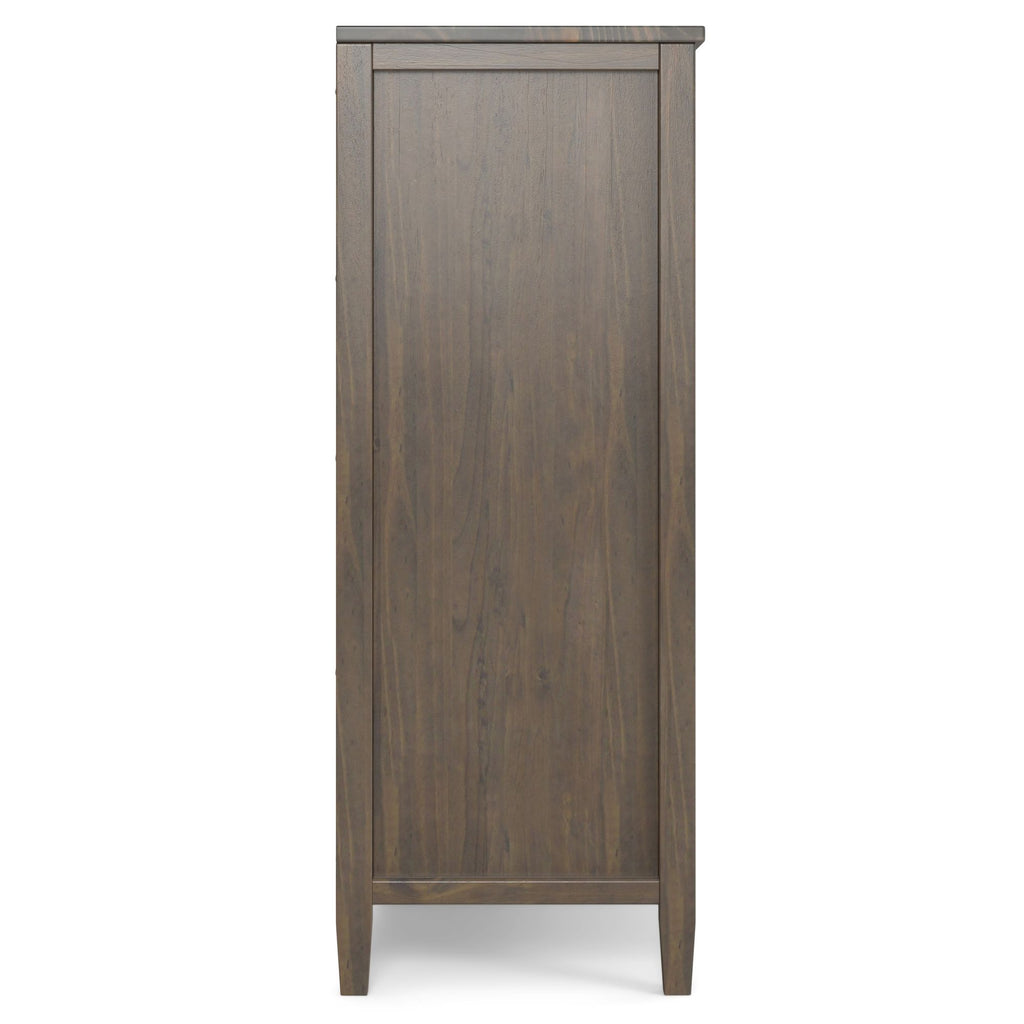 Ela Medium Storage Cabinet - Smoky Brown Finish with Adjustable Shelves and Open Cubbies