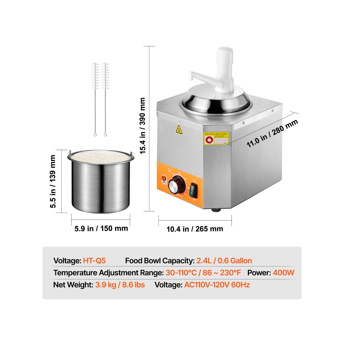 Commercial Electric Cheese Sauce Warmer with Pump Dispenser