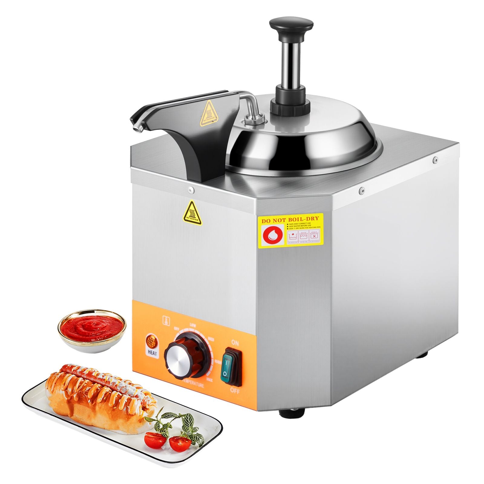 Electric Cheese Dispenser with Pump – 2.4L Commercial Hot Fudge Warmer