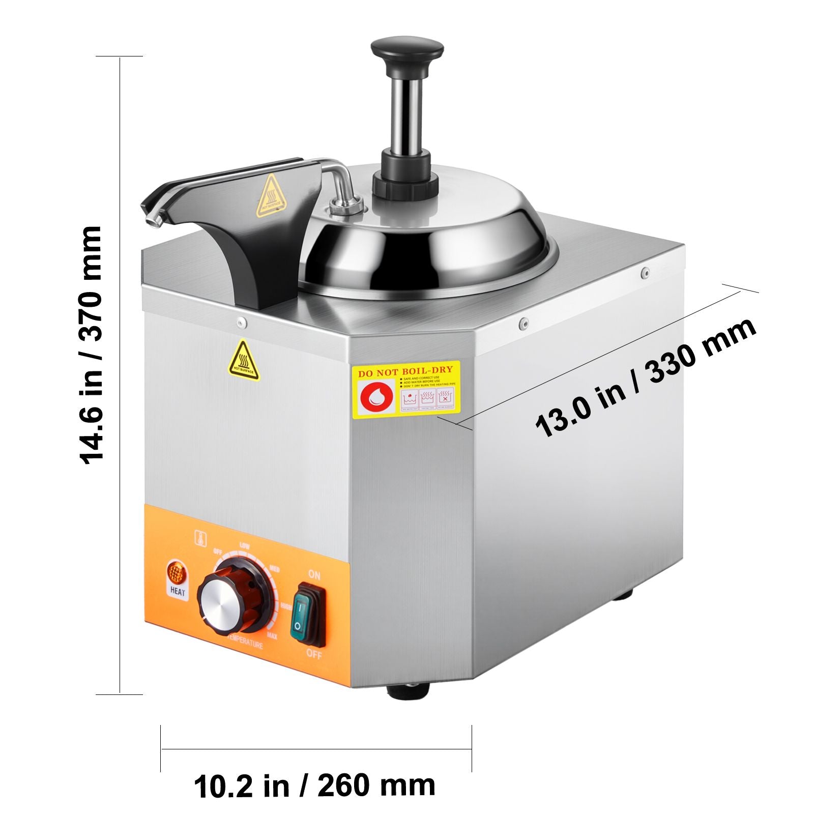 Electric Cheese Dispenser with Pump – 2.4L Commercial Hot Fudge Warmer