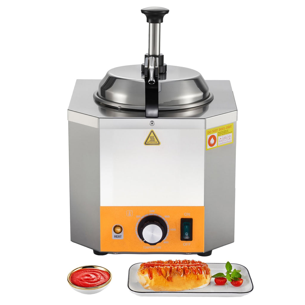 Electric Cheese Dispenser with Pump – 2.4L Commercial Hot Fudge Warmer