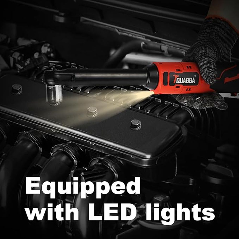 Extended Cordless Ratchet Wrench Set with LED Light