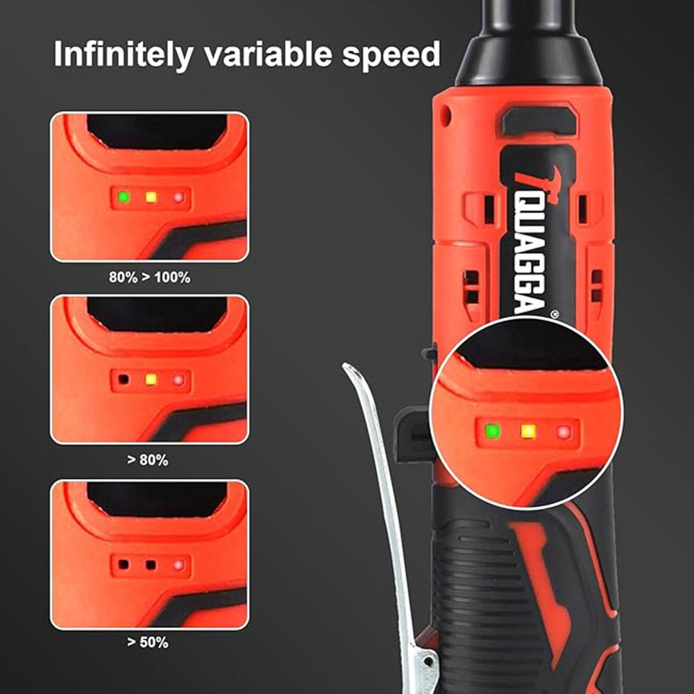 Extended Cordless Ratchet Wrench Set with LED Light