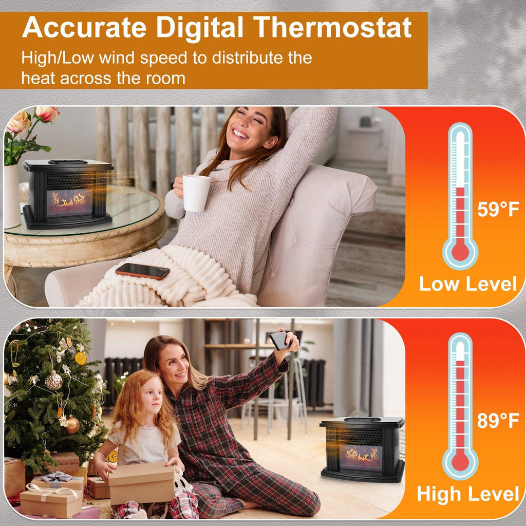 Digital Fireplace-Style Heater with Remote Control