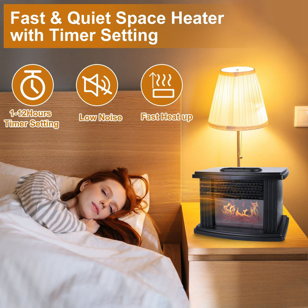 Digital Fireplace-Style Heater with Remote Control