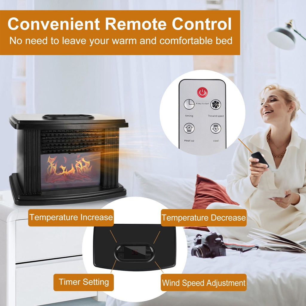 Digital Fireplace-Style Heater with Remote Control