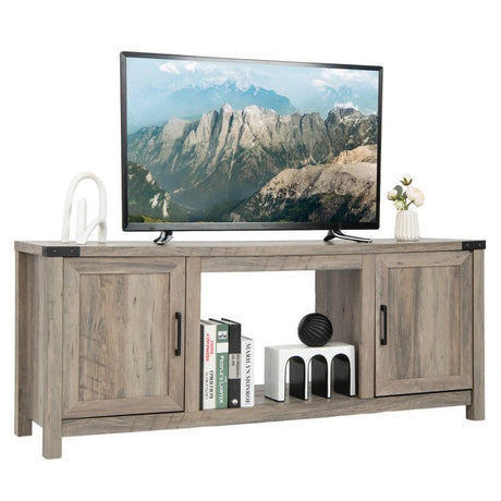 Farmhouse TV Stand with Adjustable Cabinet Storage