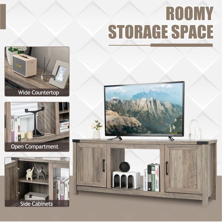 Farmhouse TV Stand with Adjustable Cabinet Storage