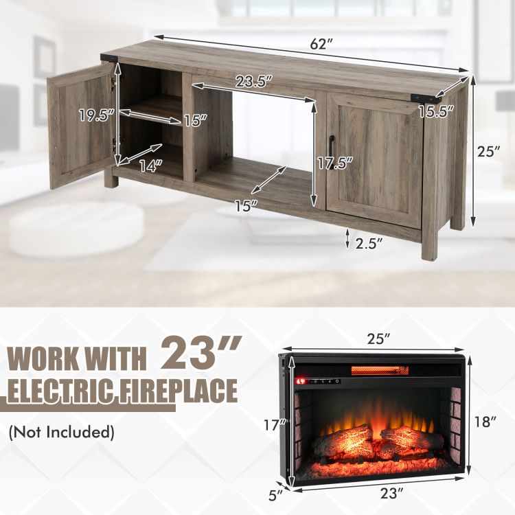 Farmhouse TV Stand with Adjustable Cabinet Storage