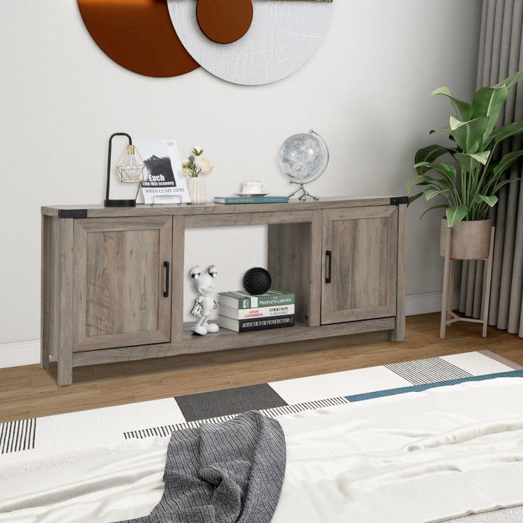 Farmhouse TV Stand with Adjustable Cabinet Storage