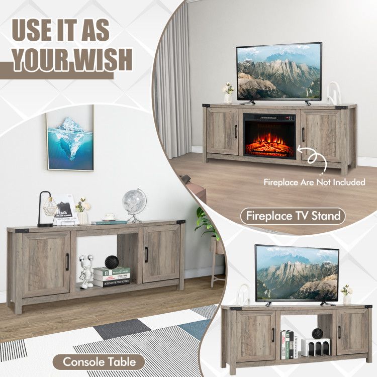 Farmhouse TV Stand with Adjustable Cabinet Storage