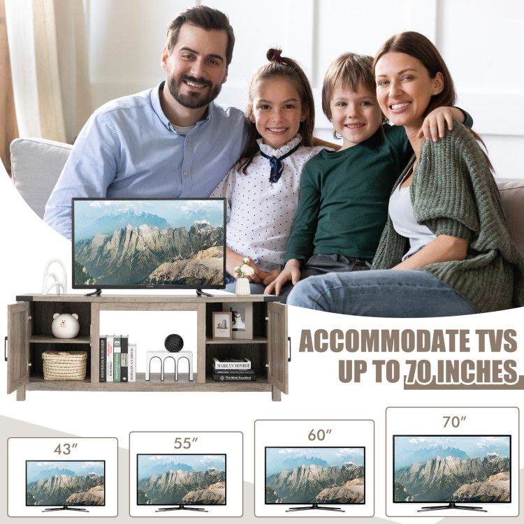 Farmhouse TV Stand with Adjustable Cabinet Storage