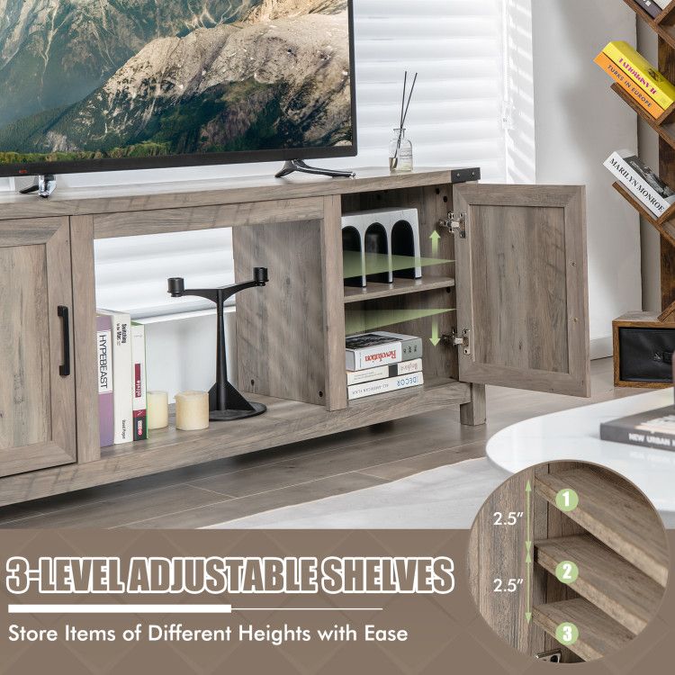 Farmhouse TV Stand with Adjustable Cabinet Storage