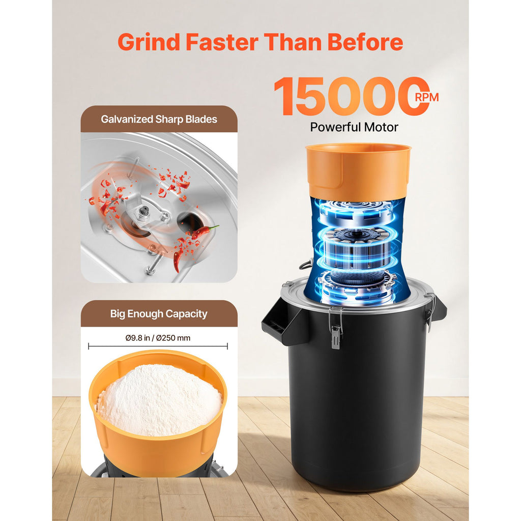 Electric Grain and Spice Mill with Interchangeable Screens