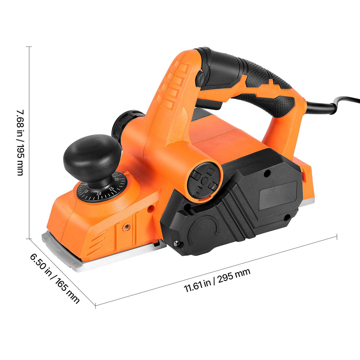 Corded Electric Hand Planer, 7-Amp, 3-1/4- Cut, Adjustable Depth for Woodworking