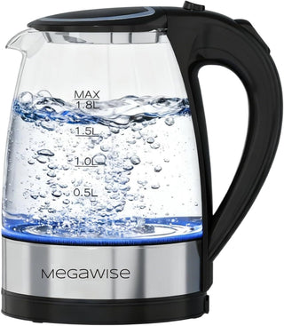 Electric Kettle, 1.8L Borosilicate Glass Tea Kettle with LED Light, Auto Shut-Off and Boil-Dry Prote
