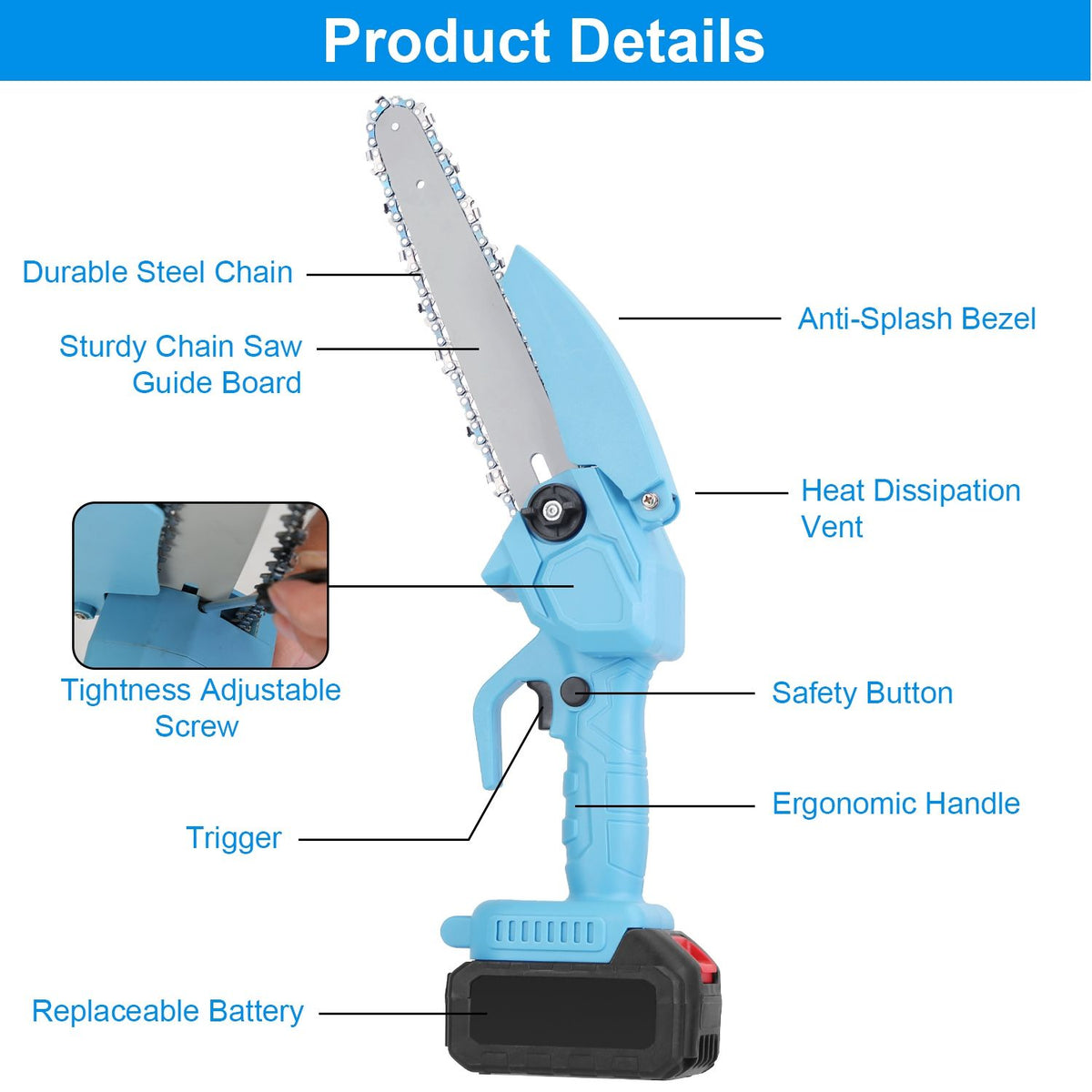 Cordless Mini Chainsaw Kit for Pruning and Wood Cutting