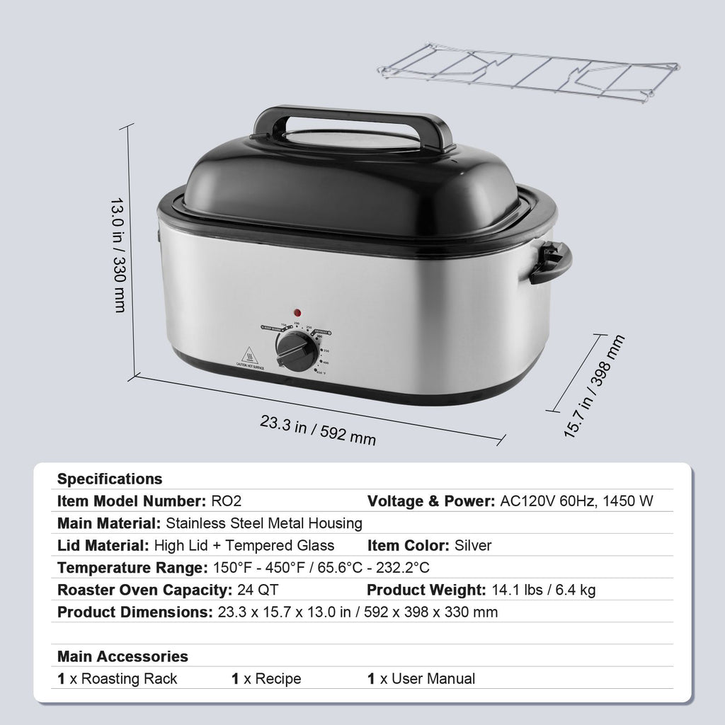 Electric Roaster Oven with Self-Basting Lid and Versatile Cooking Options