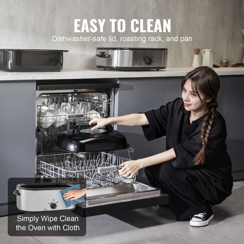 Electric Roaster Oven with Self-Basting Lid and Versatile Cooking Options