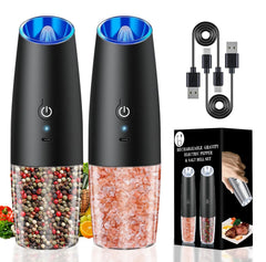 Electric Salt and Pepper Grinder Set – Rechargeable with Adjustable Coarseness and LED Light