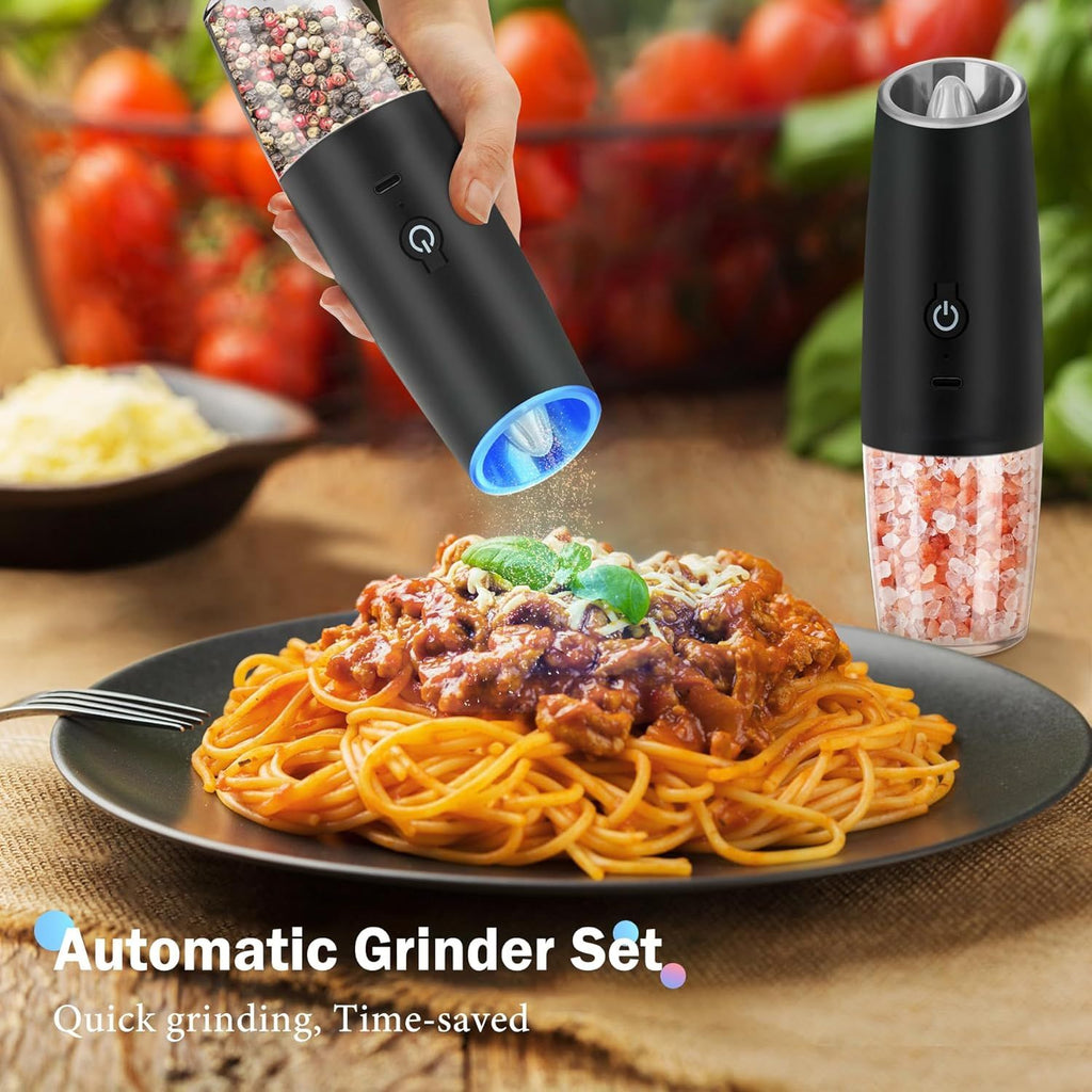 Electric Salt and Pepper Grinder Set – Rechargeable with Adjustable Coarseness and LED Light