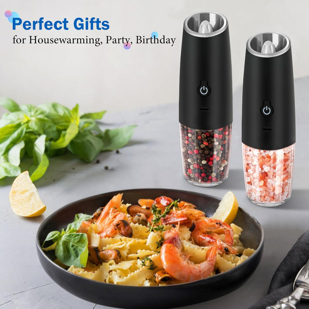Electric Salt and Pepper Grinder Set – Rechargeable with Adjustable Coarseness and LED Light
