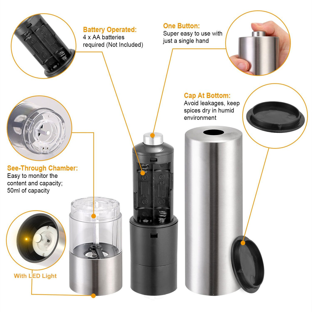 One-Hand Electric Salt and Pepper Grinder