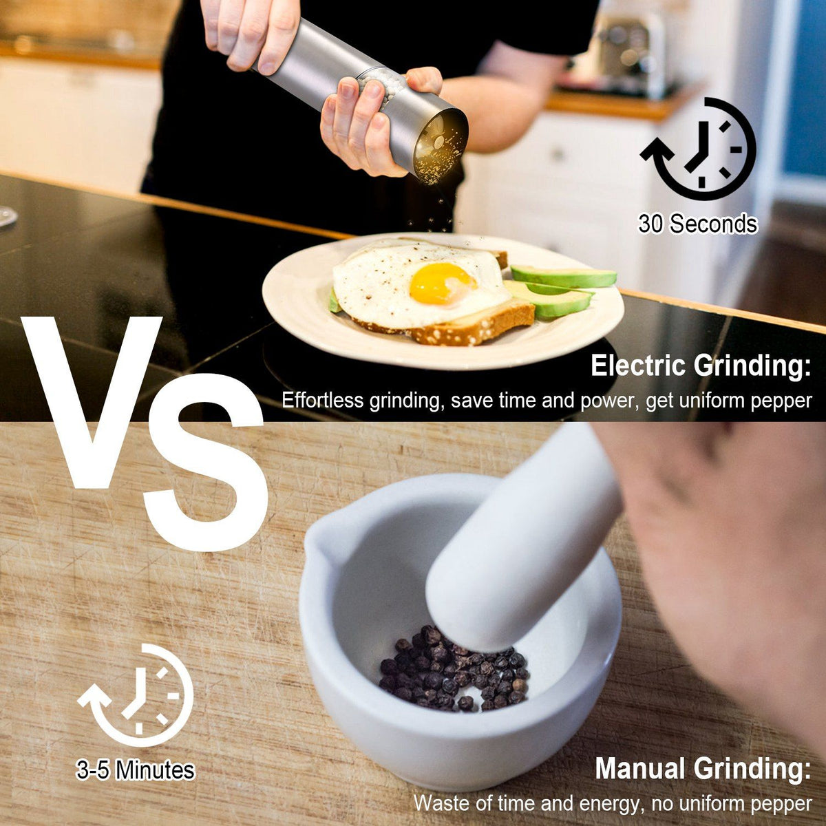 One-Hand Electric Salt and Pepper Grinder