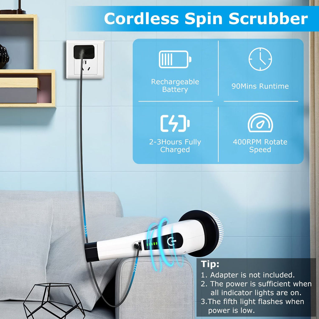 Cordless Spin Scrubber with Eight Brush Heads