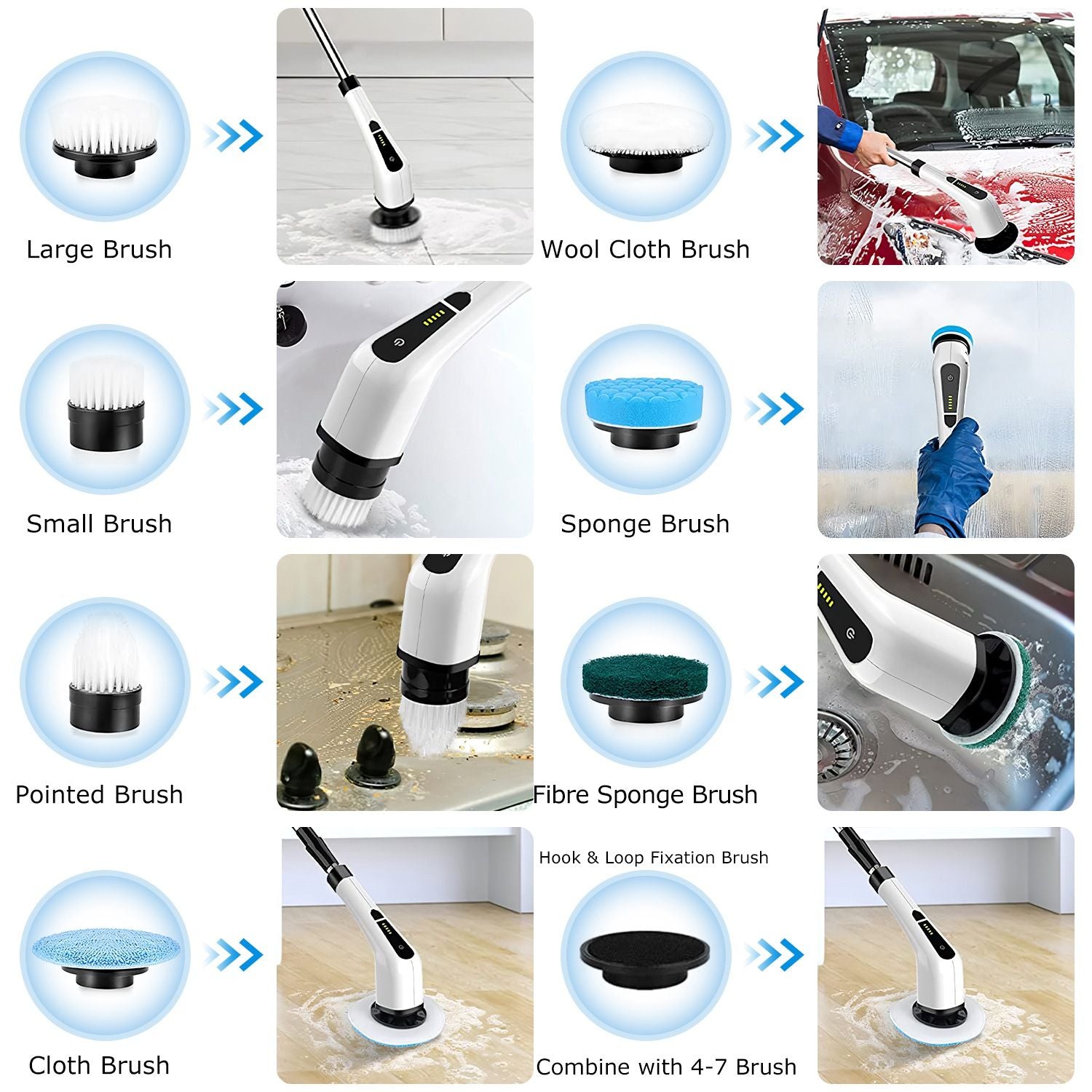 Cordless Spin Scrubber with Eight Brush Heads