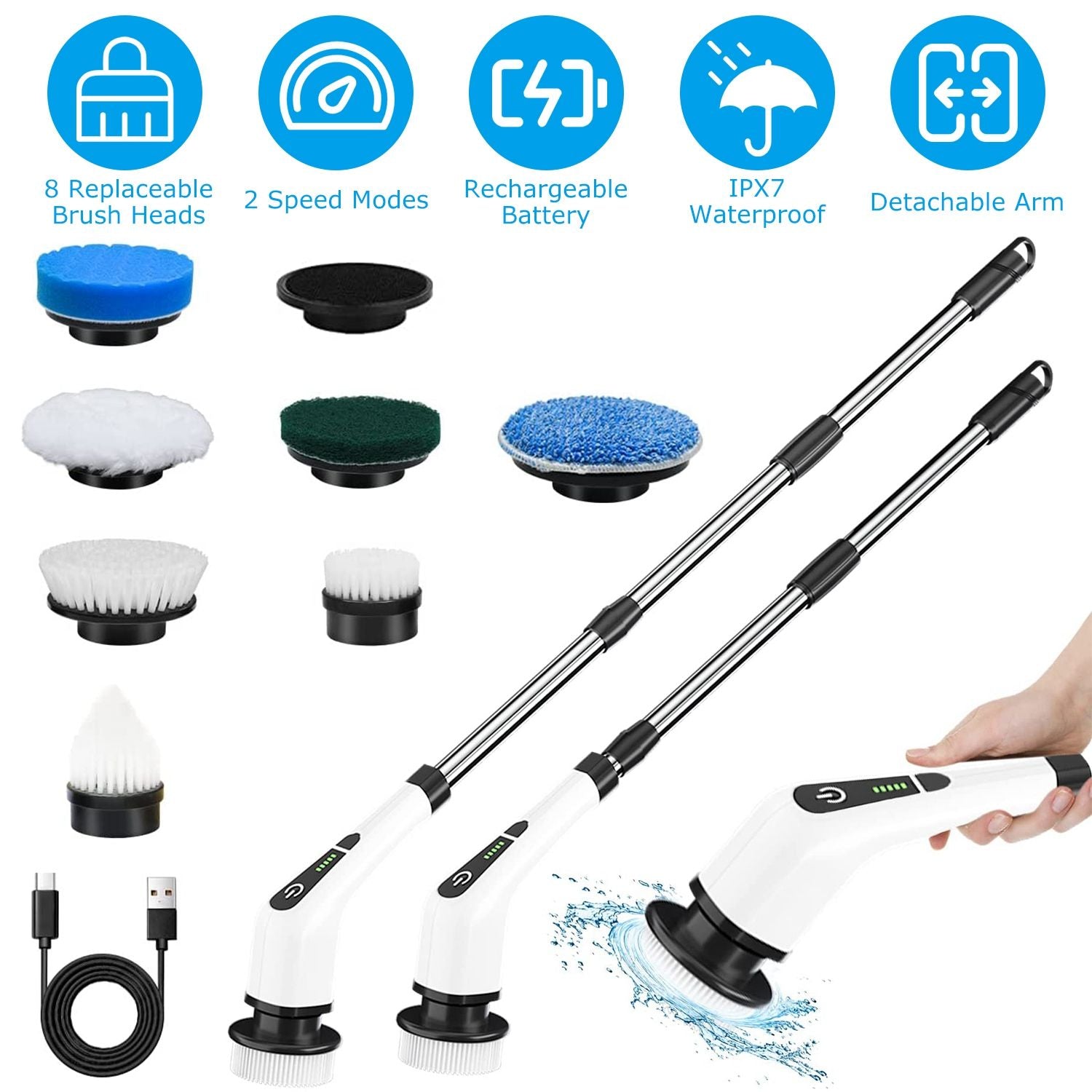 Cordless Spin Scrubber with Eight Brush Heads