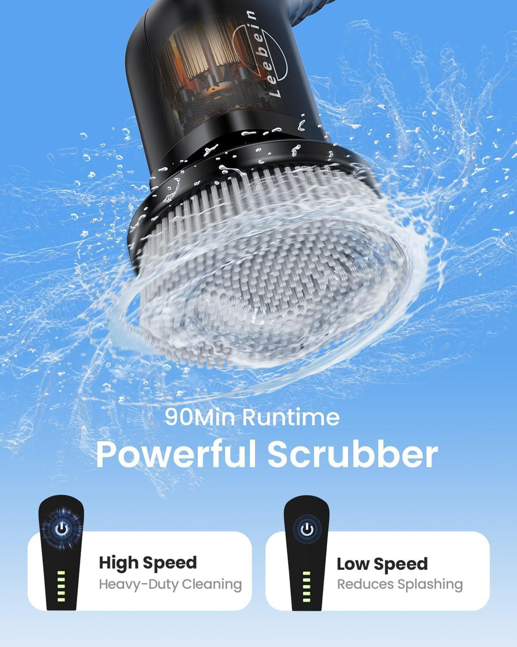 Electric Spin Scrubber, Cordless Cleaning Brush with 8 Replaceable Brush Heads, Tub and Floor Tile P
