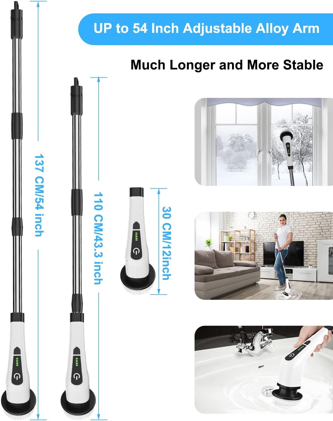 Cordless Electric Spin Scrubber with Eight Cleaning Heads