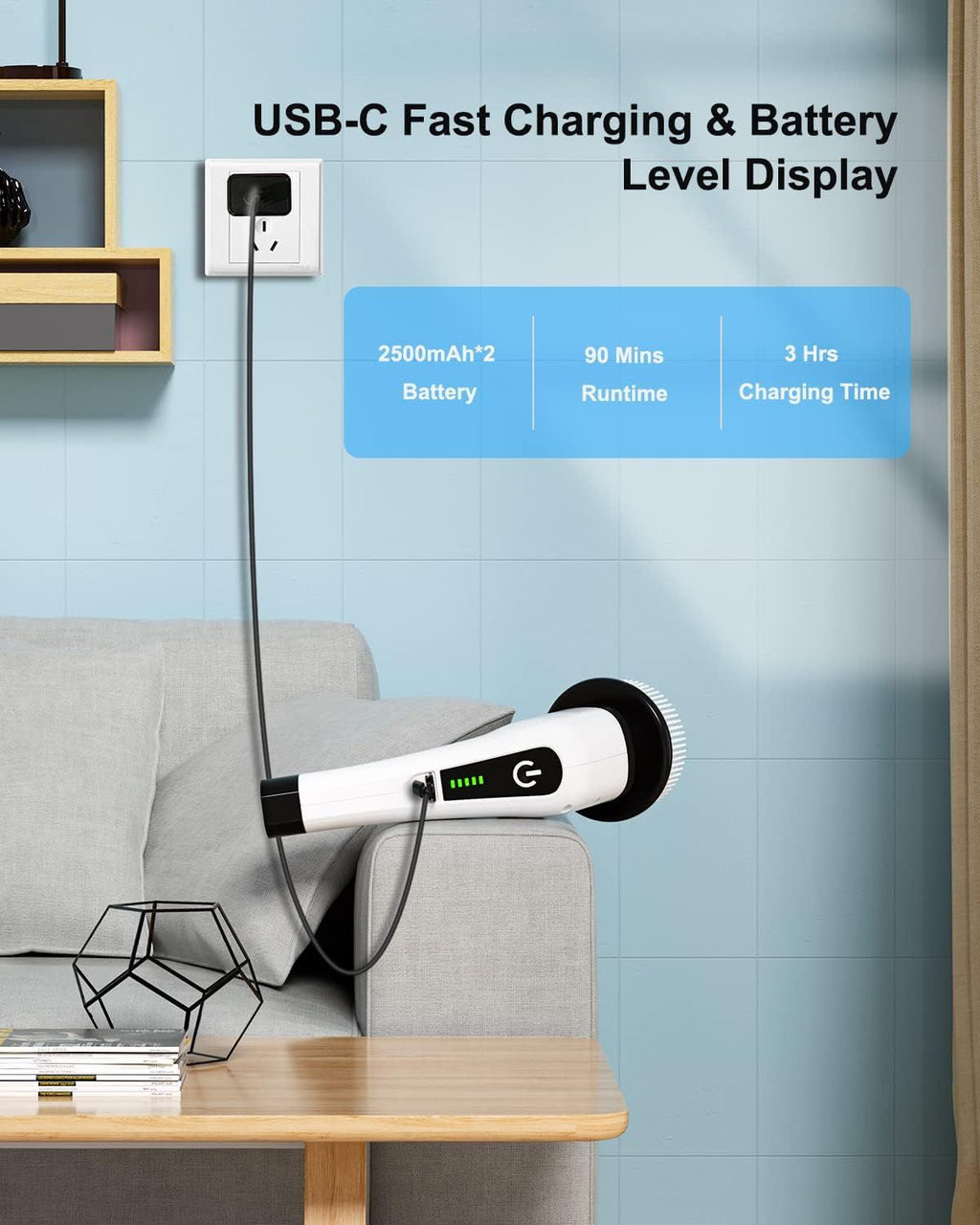 Cordless Electric Spin Scrubber with Eight Cleaning Heads