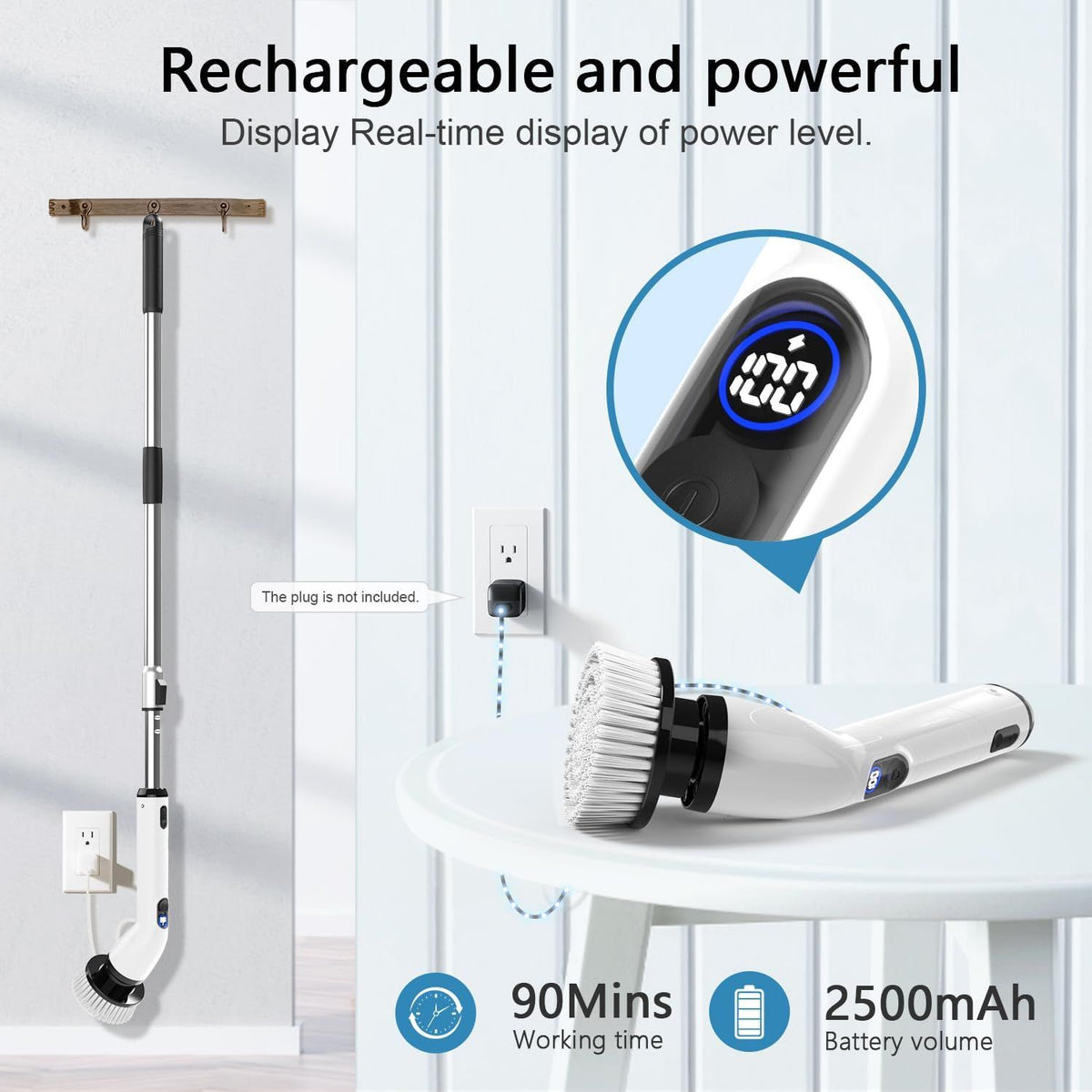 Cordless Electric Spin Scrubber with Eight Brush Heads