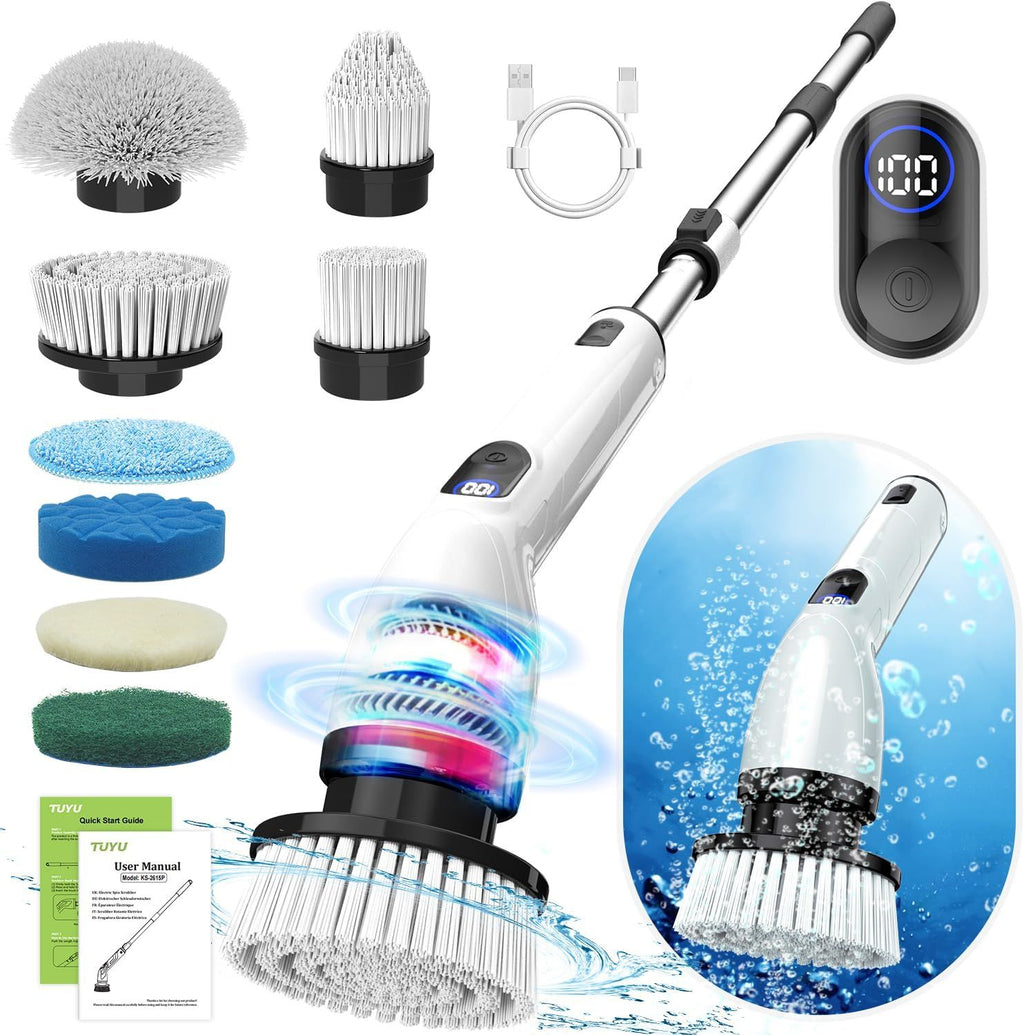 Cordless Electric Spin Scrubber with Eight Brush Heads