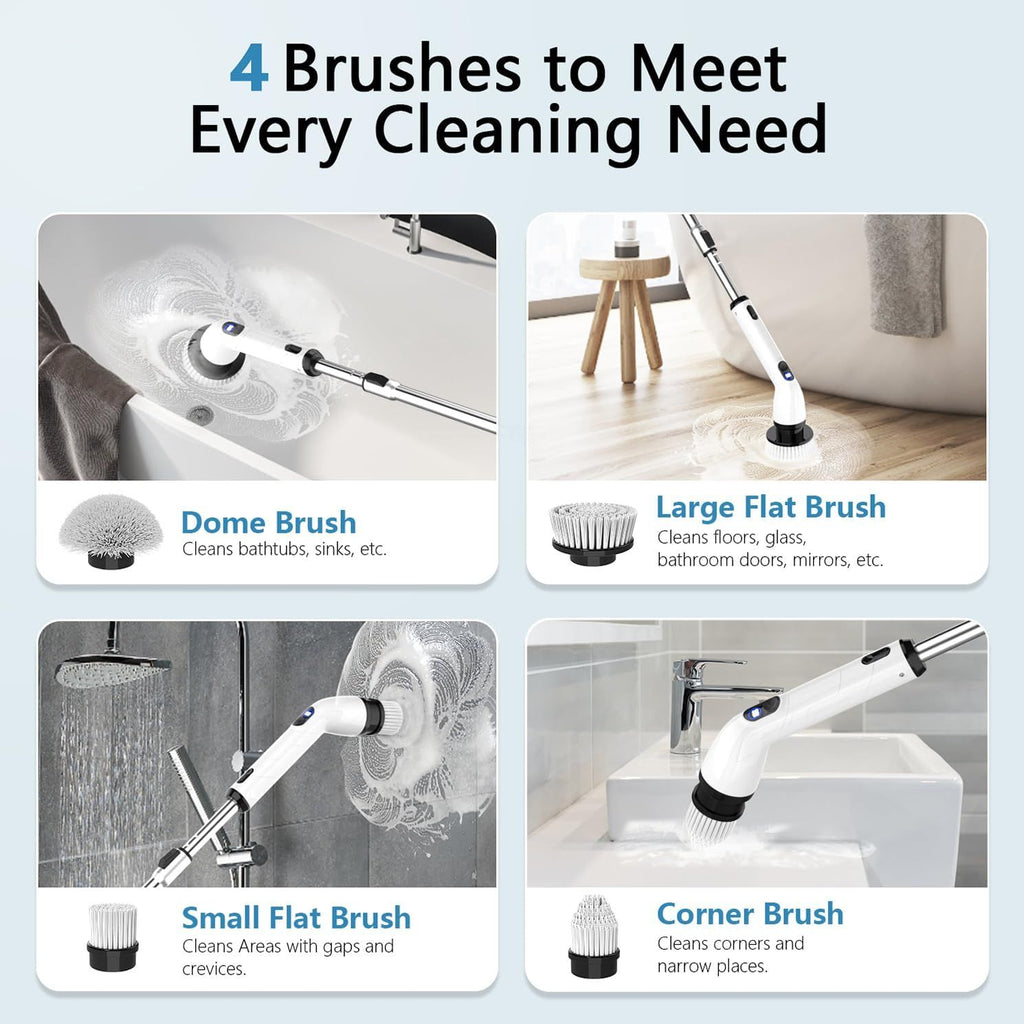 Cordless Electric Spin Scrubber with Eight Brush Heads