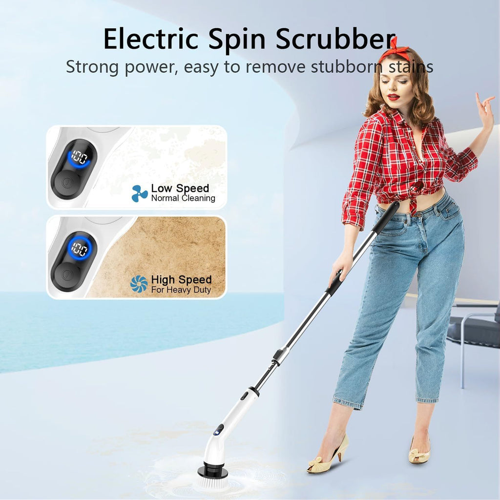 Electric Spin Scrubber – Cordless, IPX7 water-ready, 2 Speeds up to 450RPM