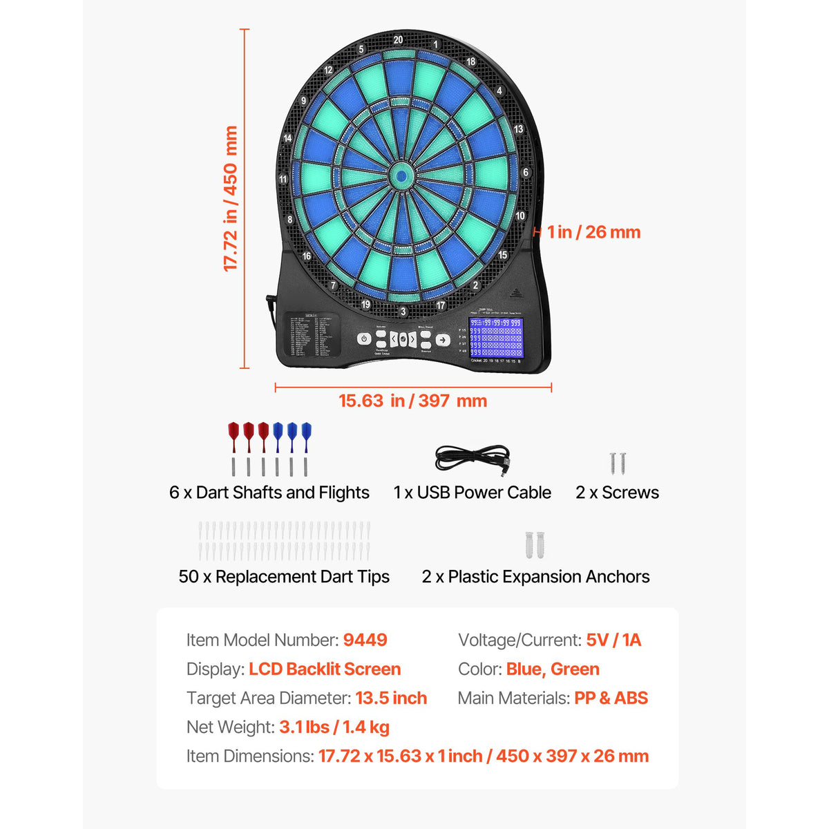 LED Electronic Dartboard with Live LCD Scoring