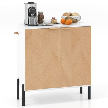 White 2-Door Buffet Cabinet with Display Top