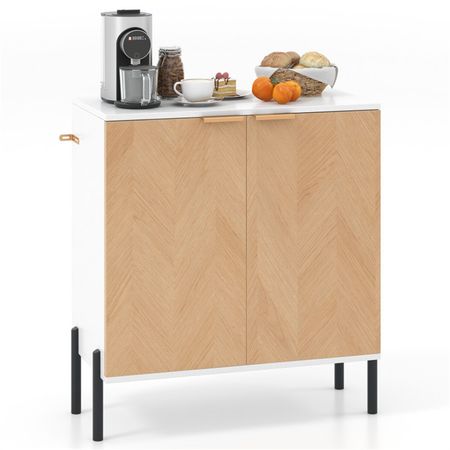 White 2-Door Buffet Cabinet with Display Top